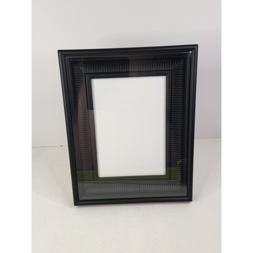 Black Ribbed Border Picture Frame 4x6 Desktop Wall Mount Home Decor